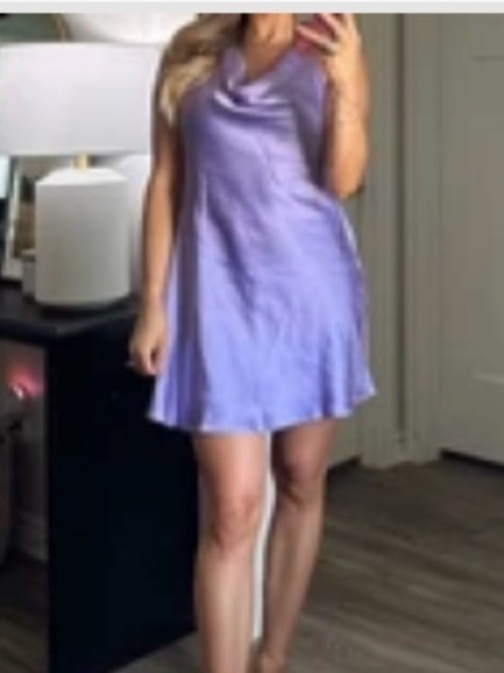 Lena Lavender Satin Cowl Mini Dress